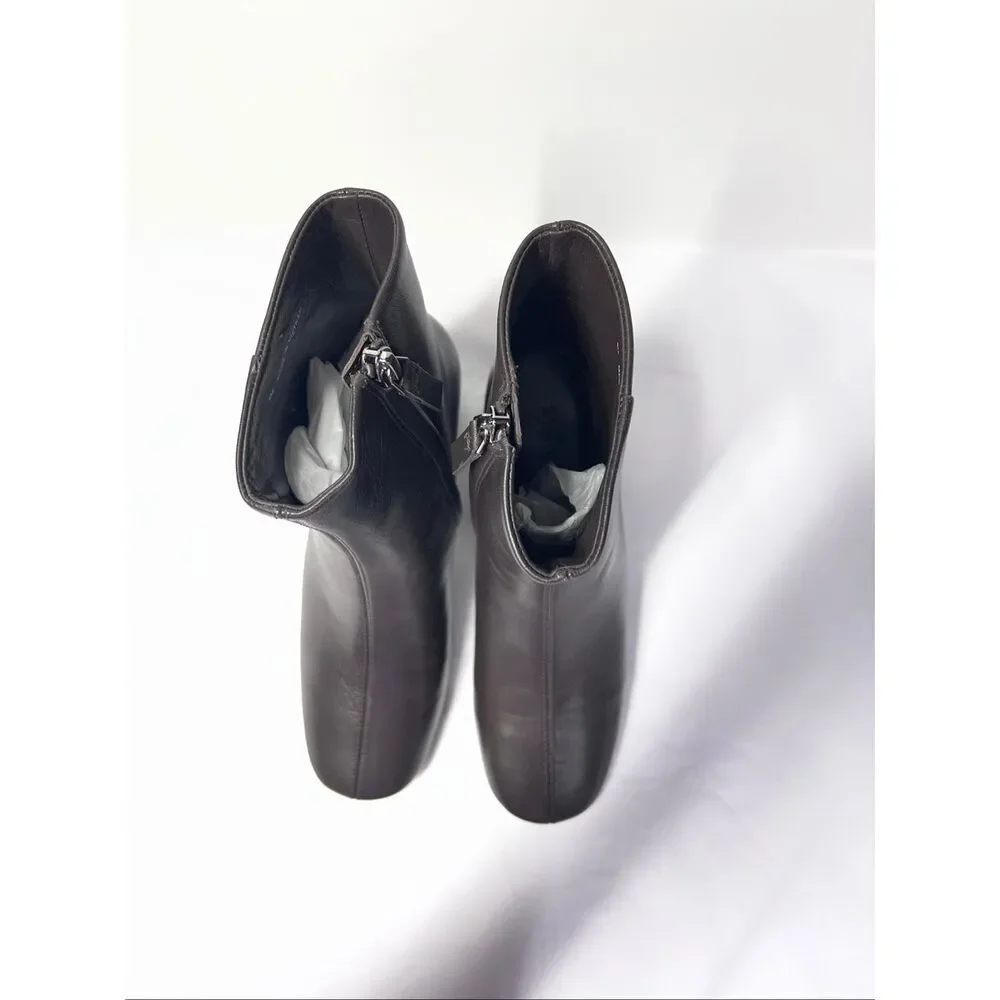 Everlane THE DAY BOOT Dark Brown Leather Ankle Boots Block Heel Minimalist 5 NWB